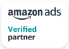 Amazon Ads Verified Partner badge with the Amazon logo and the text 