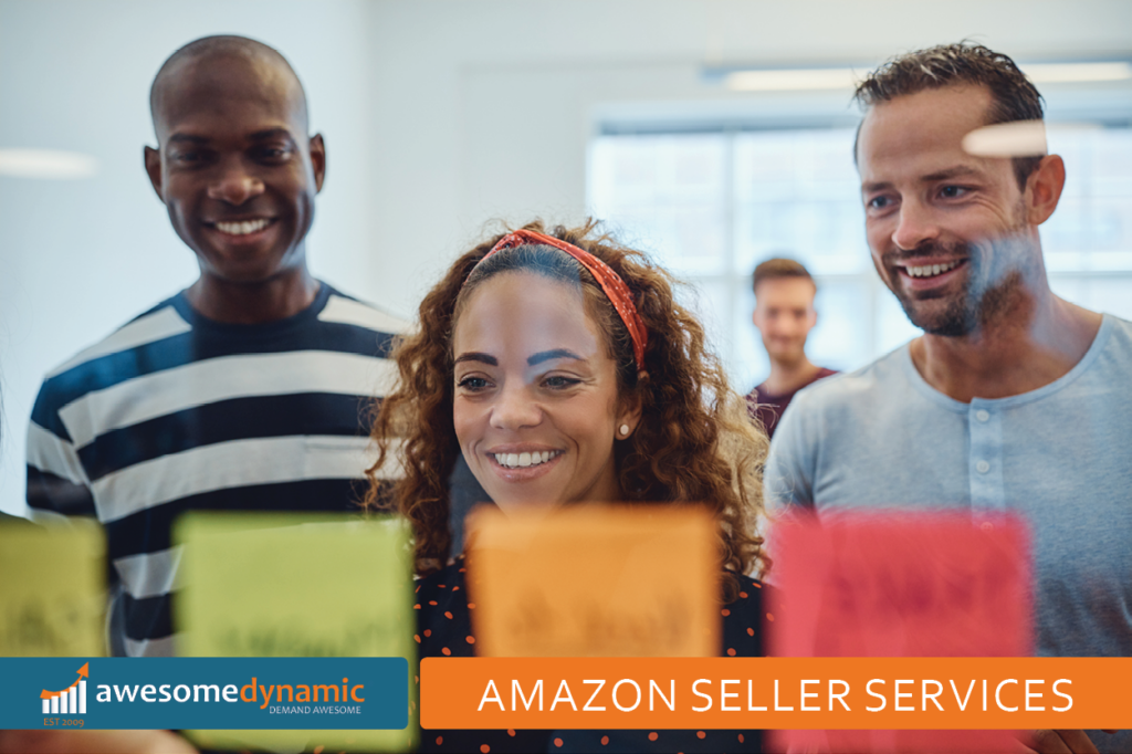 Team of account managers, creative and amazon specialists strategizing new plan for Amazon seller client