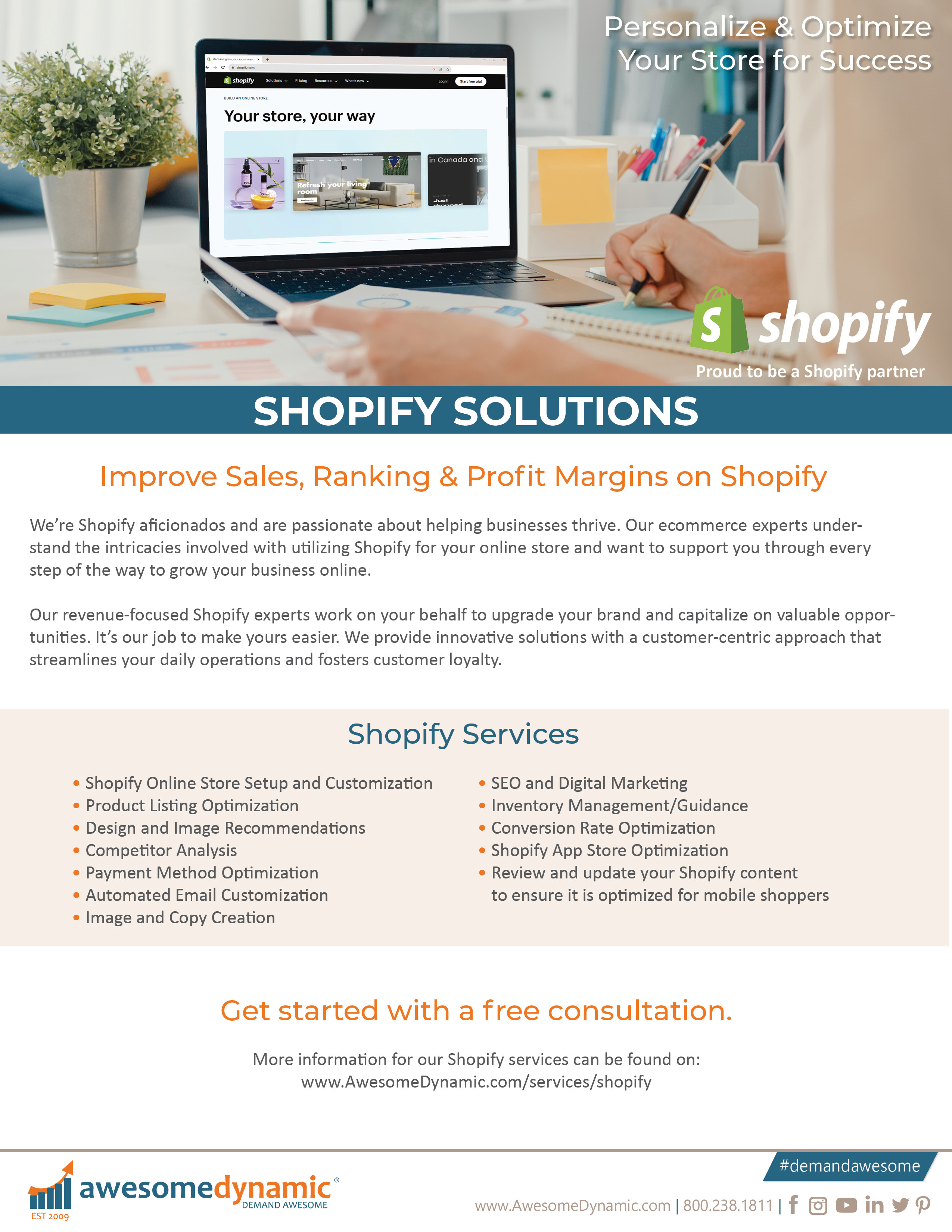 Sell on Shopify with expert assistance from Awesome Dynamic Tech Solutions, Inc. 