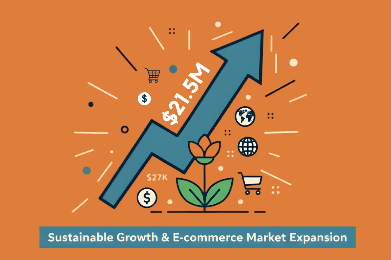 Featured image showing illustration matching the meaning of the title $21.5M Sustainable Growth And E-commerce Market Expansion