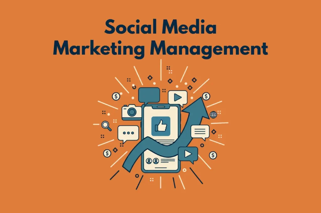 Featured image showing illustration matching the meaning of the title Social Media Marketing Management
