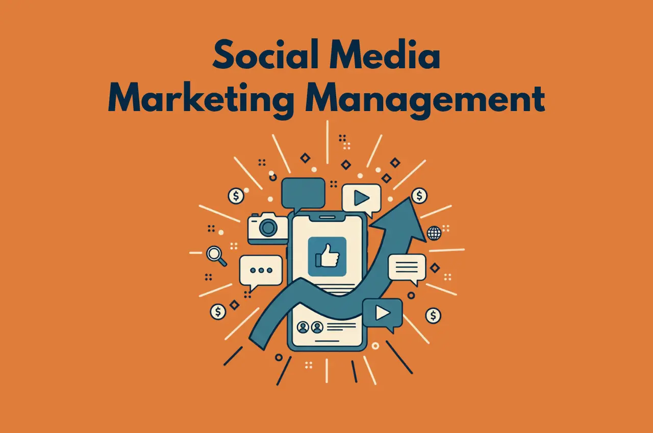 Featured image showing illustration matching the meaning of the title Social Media Marketing Management